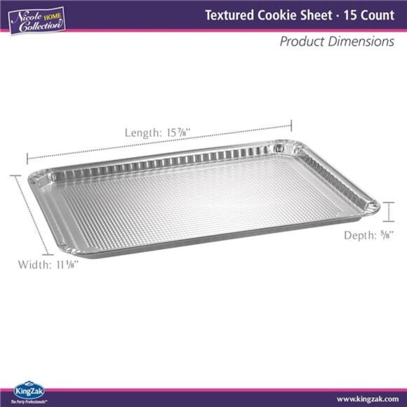 Aluminum Pans Half Size Textured Cookie Sheet 15 Count Durable Nonstick Baking - Picture 2 of 6
